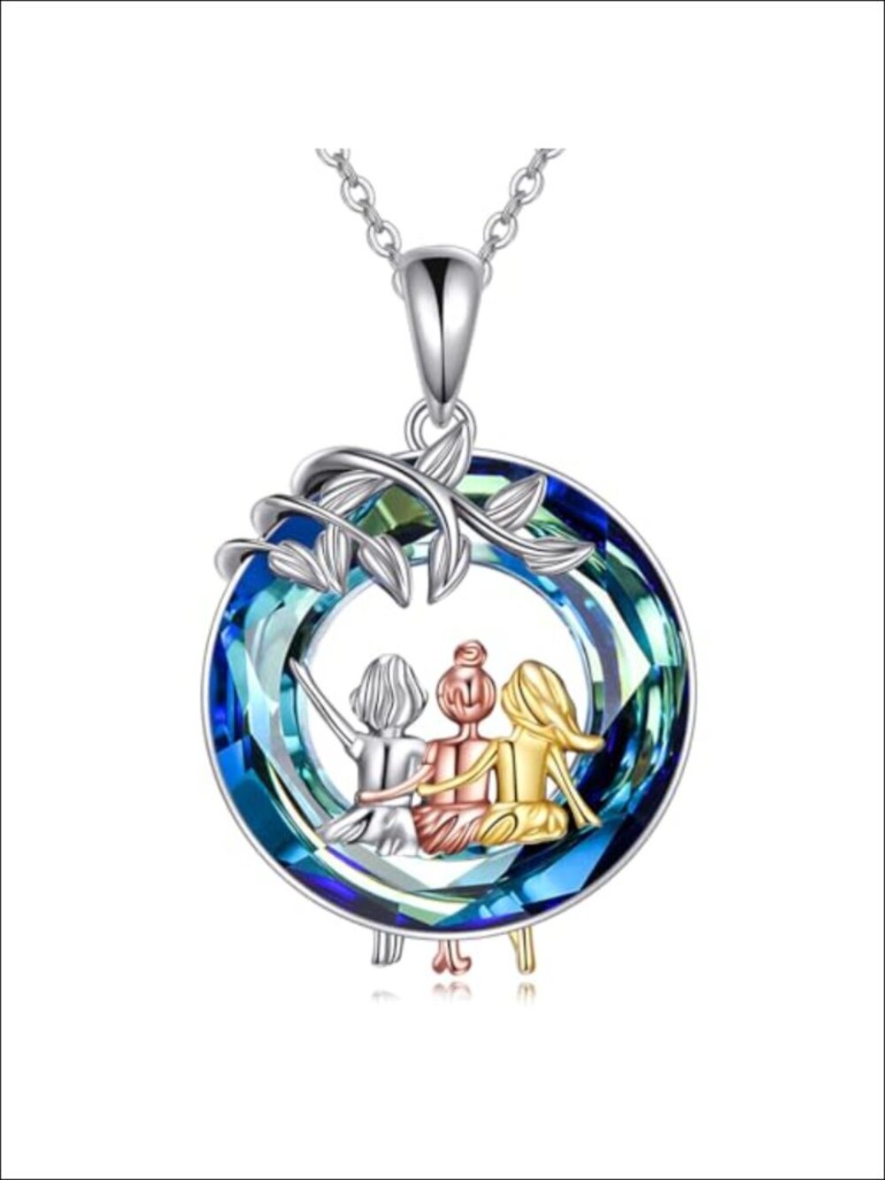 Sterling Silver Sister Necklace 3 Sisters Pendant Tree of Life Jewelry Gift